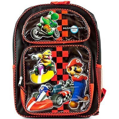 NINTENDO Wii Mario Kart School BACKPACK Book Bag Yoshi Wario 