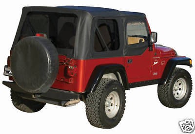 97 06 Jeep Wrangler Replacement Soft Top with Upper Doors Skins, Black 