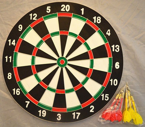 New 15 15 inch 2 Sided Dart Board Dartboard Game + 6 Free Darts