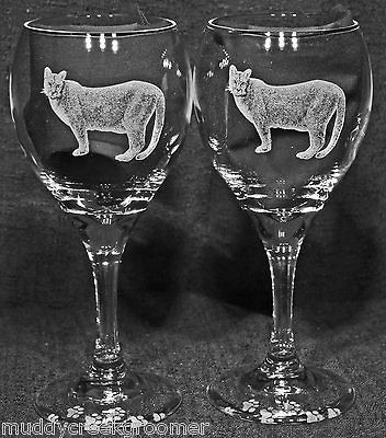 Cougar Mountain Lion Puma Panther Cat Laser Etched Teardrop Wine Glass 