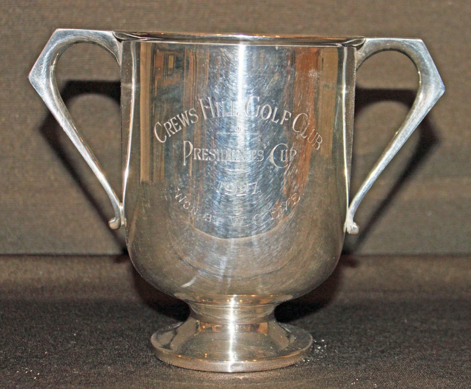   STERLING 2 HANDLE SHEFFIELD ENGLISH C 1926 CREWS HILL GOLF CLUB