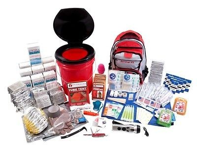 SURVIVAL KIT 10 PERSON 5 GALLON BUCKET W TOILET SEAT LID W LOTS OF 