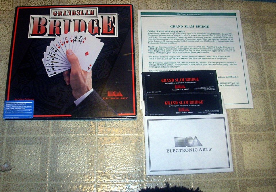 1987 Electronic Arts Grandslam Bridge Game for IBM PC, Tandy 1000 