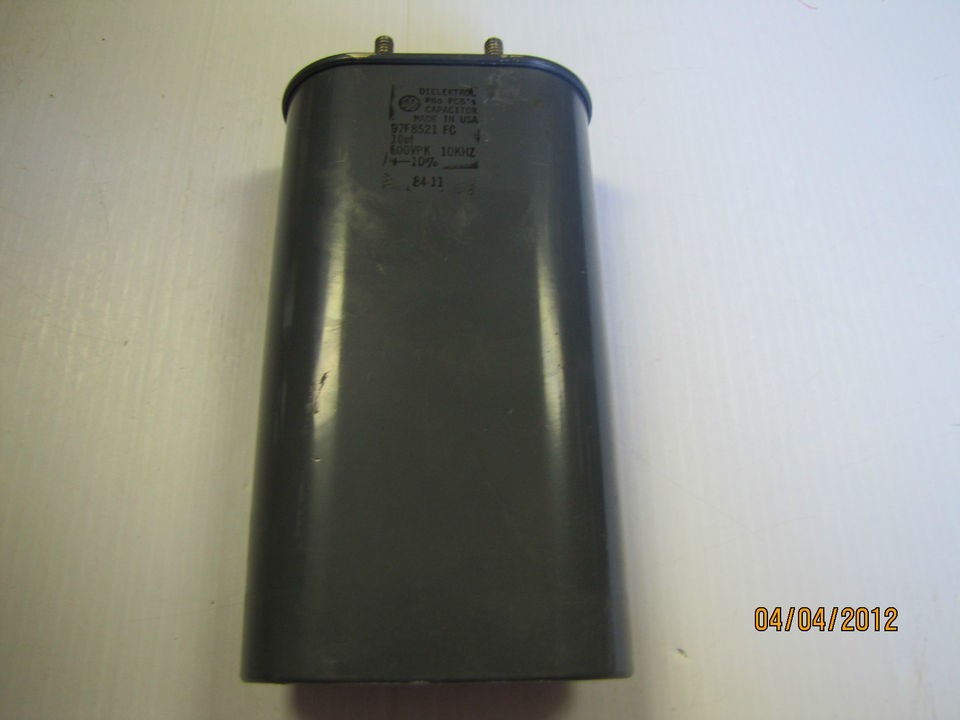 GE DIELEKTROL CAPACITOR 97F8521 FC 978521FC 10UF 600V 10KHZ