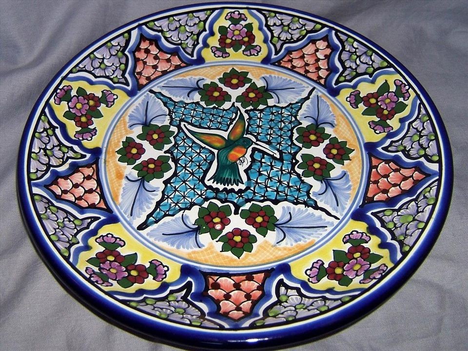   Painted Mexican Talavera Hummingbird Majolica Plate Great Wall Art