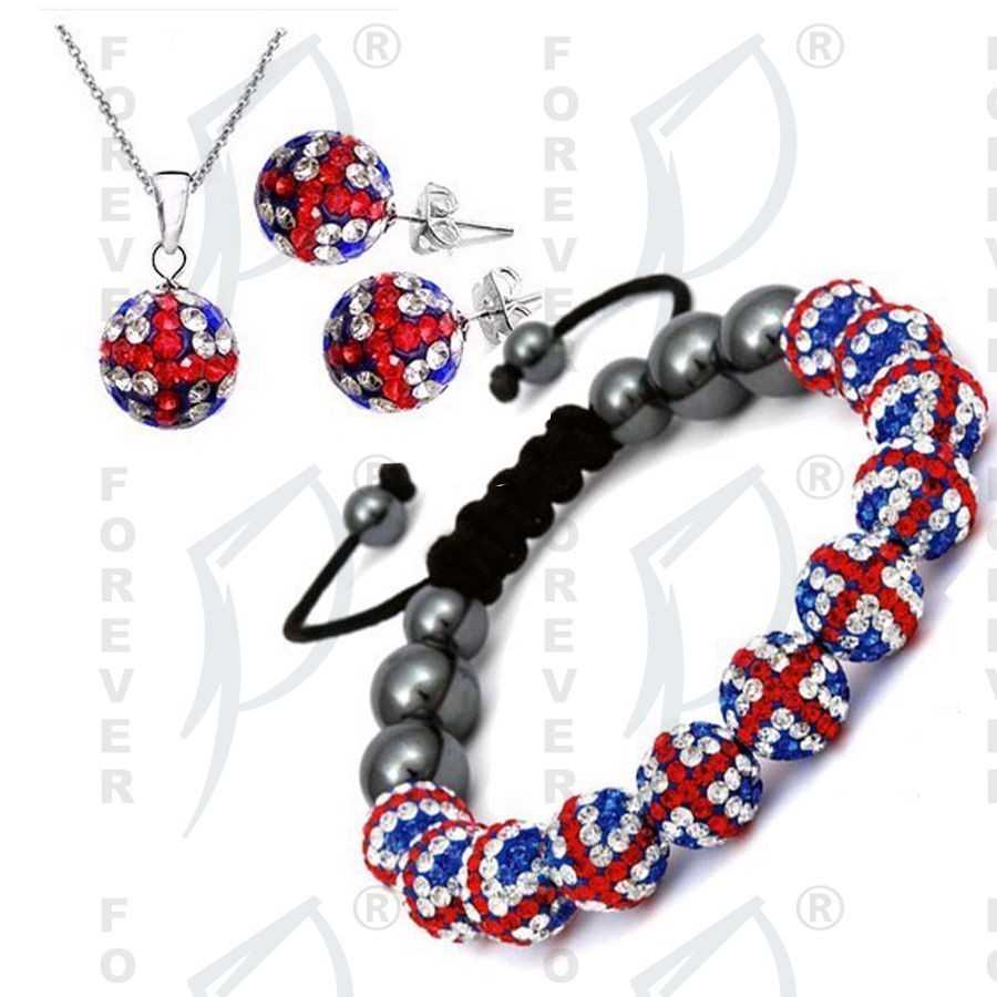   HOT SALE UNION JACK CZ CRYSTAL Olympic Games Lucky Charm Bracelet