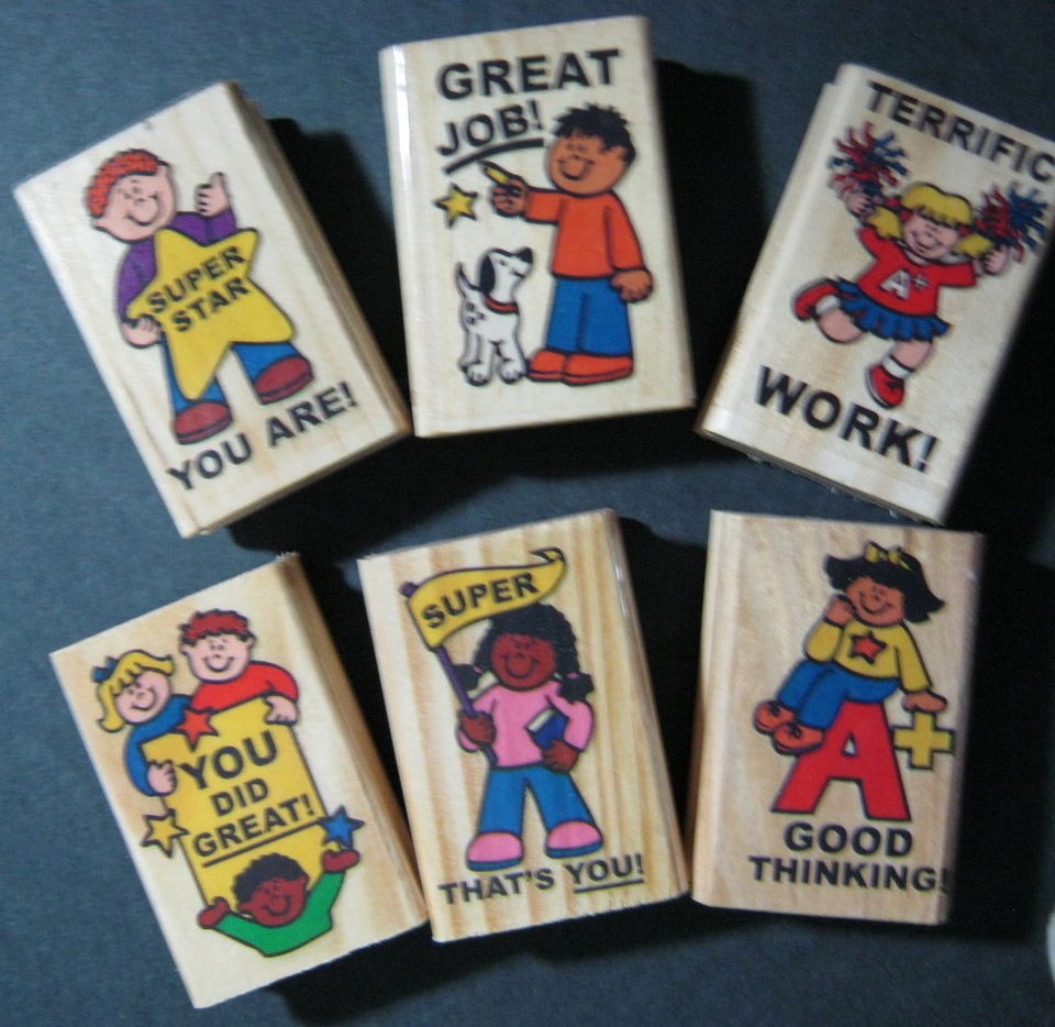  Supplies Resources 6 Wooden Reward Stamps Set New Early Learning
