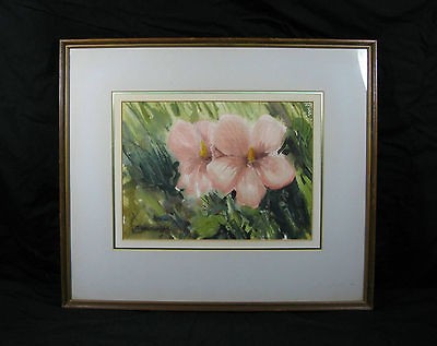 ORIGINAL VINTAGE WATERCOLOR     “HIBISCUS”    BY INDIANA ARTIST 