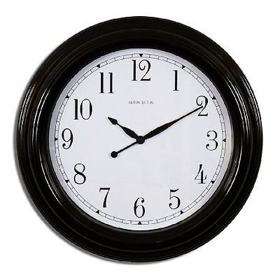 Indoor Outdoor Black Gloss Finish Wall Clock 18 inch Ashton Sutton 