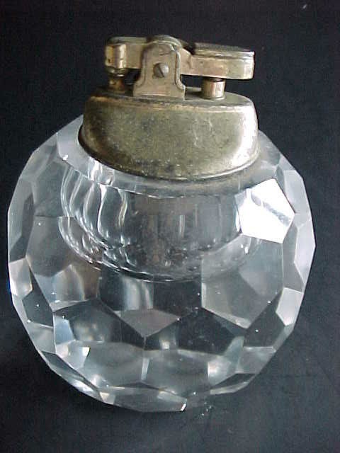 CRYSTAL TABLE CIGAR LIGHTER vintage ATTIC FRESH FIND PIPE SMOKING 