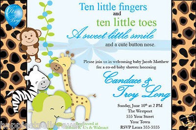 20 Invitations safari Jungle Monkey animal BABY SHOWER BIRTHDAY 