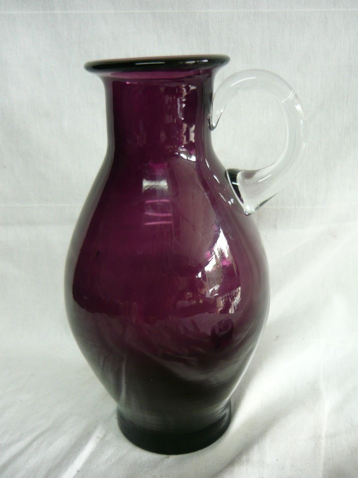 Vintage AMETHYST GLASS PITCHER Mid Century DANISH MODERN HADELAND 