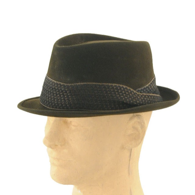 VINTAGE Mens 1950s MALLORY Dark Brown Stingy Brim Mad Men FEDORA Rat 