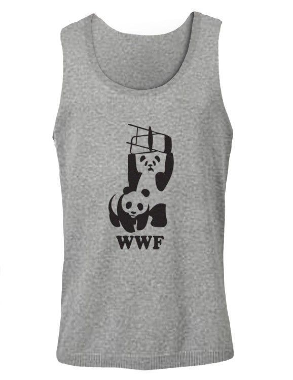 WWF Panda Singlet bear wrestling funny cool wildlife t shirt animal 