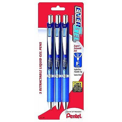 Pentel EnerGel Deluxe Retractable Gel Pen, 0.5mm, Needle Tip, Black