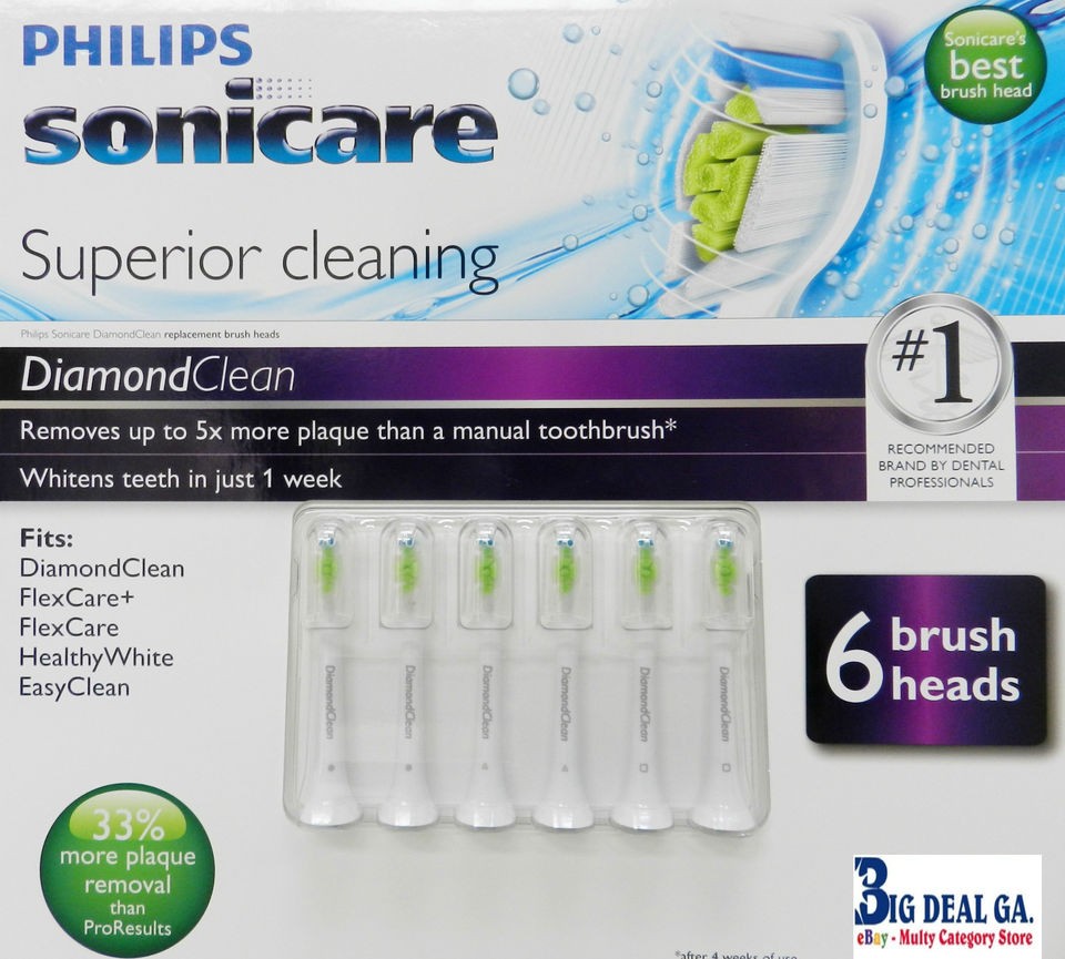 Phillips Sonicare Diamond Clean Replacement Brush Heads 6 pack HX6066 
