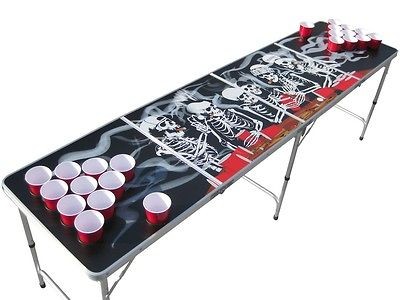 Rockstar Skeleton Beer Pong Table Beirut Bones WITH pre drilled cup 