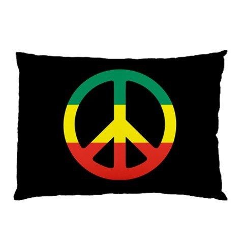 Peace Symbol Rasta Flag Jamaica Pillow Case+Free Gift.