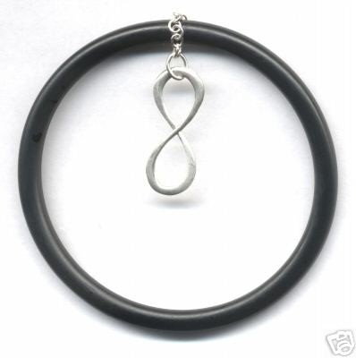 INFINITY Symbol Silver Bracelet Timeless on Rubber Ring