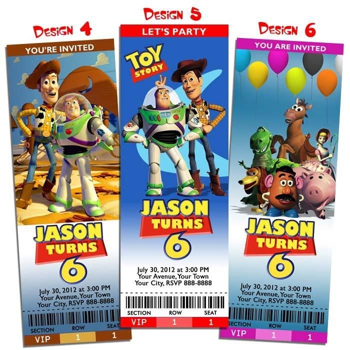 TOY STORY INVITATION BIRTHDAY PARTY TICKET WOODY BUZZ LIGHTYEAR