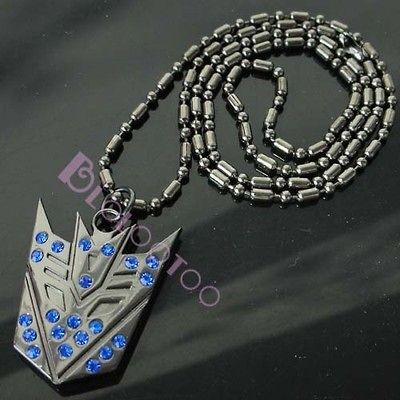 Transformers Autobot Decepticons with Blue Quartz Alloy Metal Necklace 