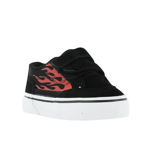 Vans Bearcat Velcro Black Flame Red Infants Toddler Baby Girls Boys 