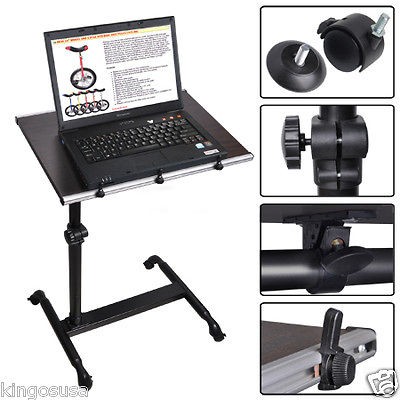 Rolling Laptop Table Tilltable Tabletop Overbed Desk TV Food Tray 