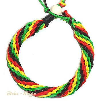 RASTA RAGGAE BRAIDED BRACELET MARLEY HIPPIE SURFER HEMP