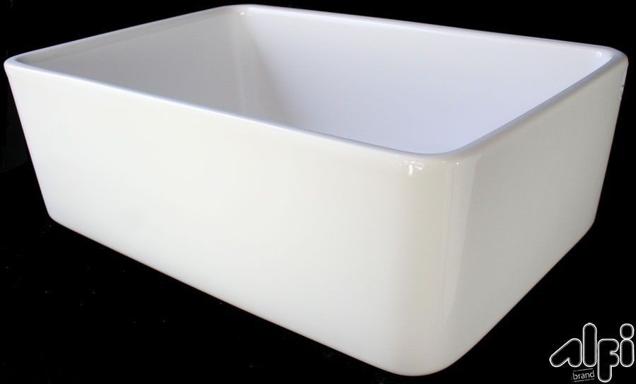 ALFI brand AB503 White Fireclay 23 Single Bowl Farmhouse Apron 