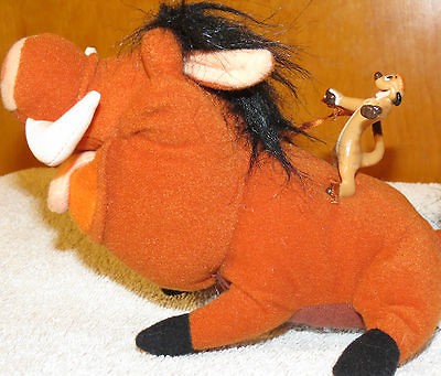 Lion King Pumba Plush Doll w/ PVC Timon Figure Stuffed Animal Disney 