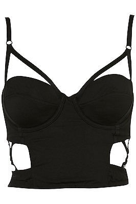 TOPSHOP BLACK BRALET HARNESS TOP UK SIZE 6 BNWT