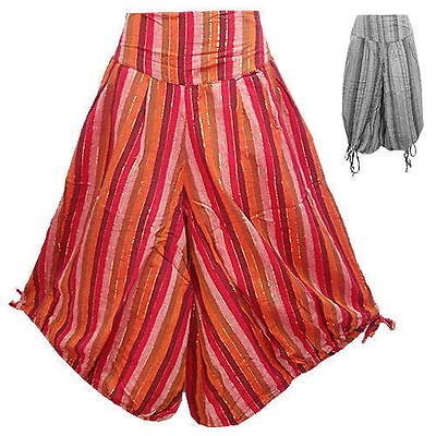 GENIE/HAREM/BA​GGY/GYPSY STRIPE CROPPED COTTON TIE LEG PANTS   EG647