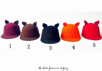 2012 New Women Fashion Trendy Bowler Fine Wool Derby Hat little cat 