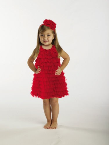 Mud Pie Christmas Holiday Red Chiffon Dress sz 0 6M, 9 12M, 12 18M, 2 
