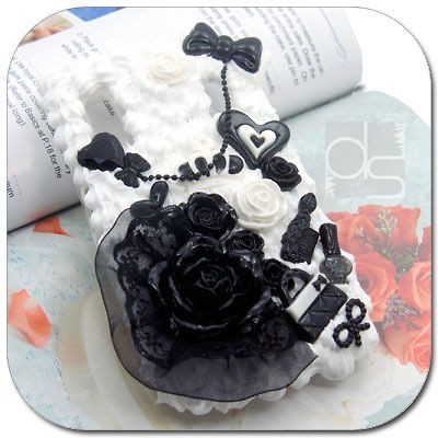 3D Black Rose Whipped Cream Snap on Hard Skin Case Back Cover For ZTE 