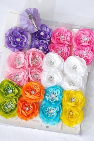 WHOLESALE girls PEONY daisy FLOWER HAIR BOW clip pin up SO PRETTY 8 