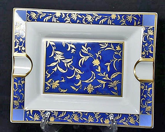   Tiffany Designer Villeroy Boch Cobalt Gold Night Day Tray Was$395