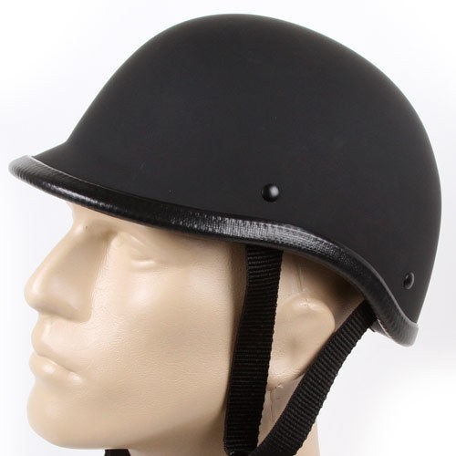 Low Profile Novelty Polo Chopper Biker Helmet Skull Cap Matte Black 