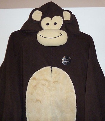   PRIMARK MENS FLEECE ALL IN ONE MONKEY NOVELTY FOOTED SLEEPSUIT PYJAMAS