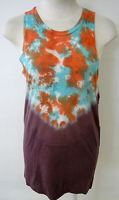   DASHIKI WOMENS KNIT DRESS TANK STYLE TIE DYE HIPPIE ART NWT RUST S