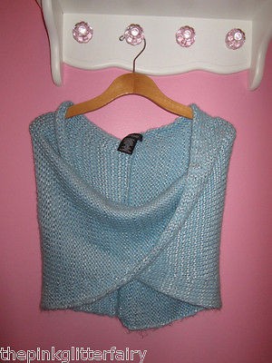 NEW bebe blue thick cable knit twist asymmetrical sweater cardigan 