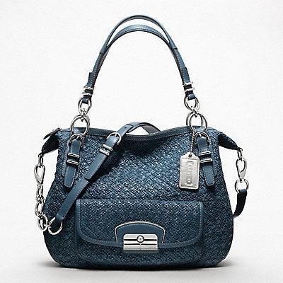   KRISTIN PINNACLE WOVEN LEATHER LAILA ROUND SATCHEL SV/Denim 19747