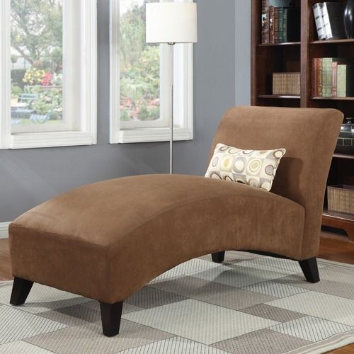   STAIN RESISTANT DARK BROWN MICROFIBER CHAISE LOUNGE+GEOMETRIC PILLOW