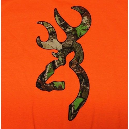 Safety Orange Browning Camouflage Buckmark T Shirts   Logo Color Camo