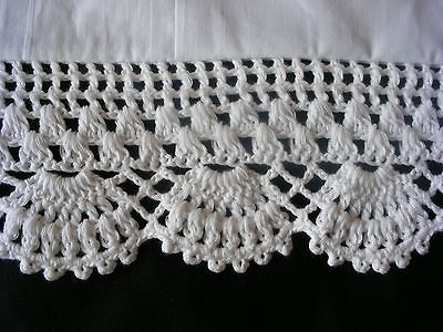   HAND CROCHET LACE PILLOW SHAMS VINTAGE PILLOWCASES COTTON WHITE NEW