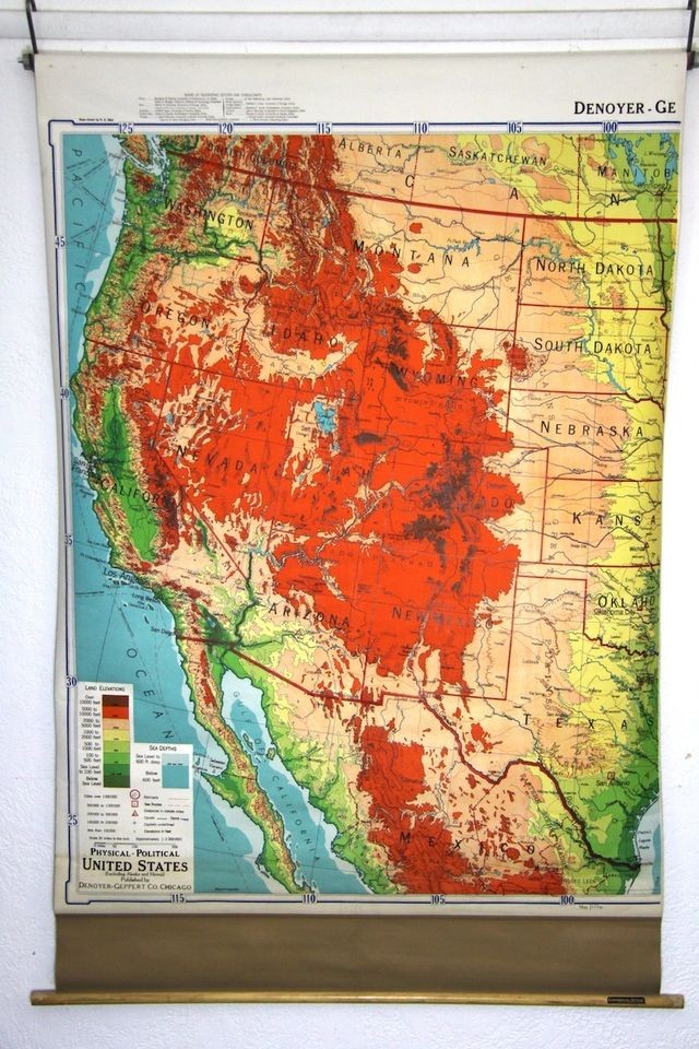 vintage school canvas pulldown wall cloth map chart america usa 