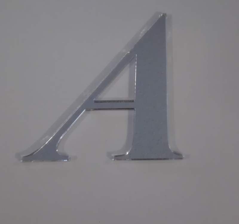 silver A Acrylic Mirror Monogram Letter Cake Topper