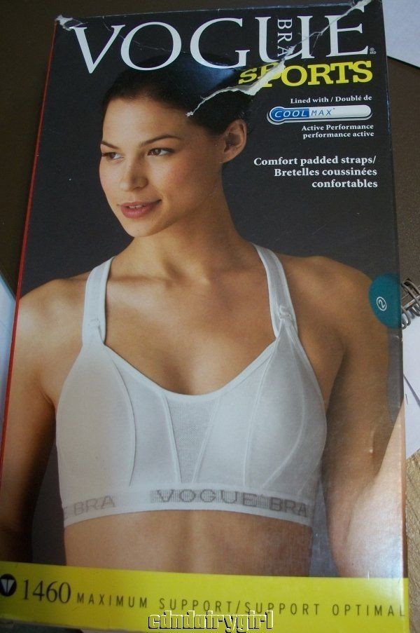 NIB WHITE VOGUE SPORTS BRA COOLMAX FIRM SUPPORT 34D 75D 1460