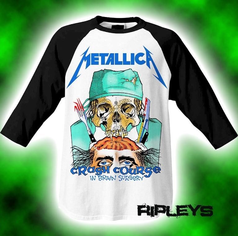 Official T Shirt METALLICA Baseball CRASH COURSE Brain Surgery