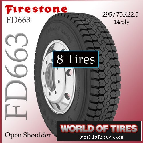 tires Firestone FD663 295/75r22.5 22.5 semi truck tires 22.5lp 225 